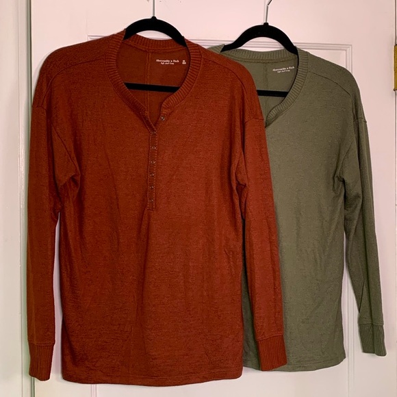 2 Abercrombie Fitch Comfy Top Shirt Soft Cozy Loungewear Jersey Knit Loose Fit - Picture 3 of 10